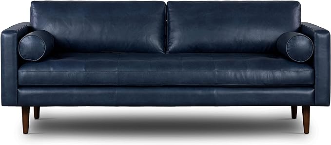 Napa 88.5” Sofa in Full-Grain Semi-Aniline Italian Tanned Leather, Onyx Black