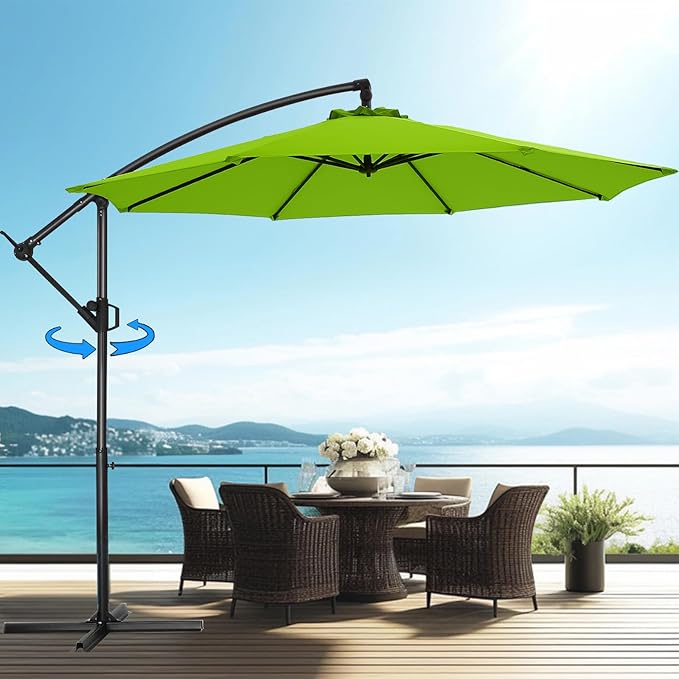 10ft Offset Patio Umbrella - 360° Rotation Hanging Cantilever Outdoor Patio Umbrella