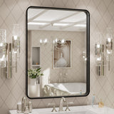 24x32 Inch Black Metal Framed Bathroom Mirror