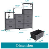 Black Dresser for Bedroom with LED Lights, 9 Drawers Dresser, Long Dresser