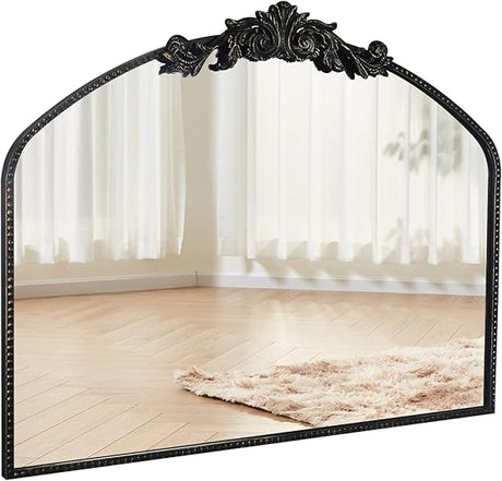 Vintage Gold Antique Arched Full Length Floor Mirror 22"X65",Traditional Elegant Baroque Floor Body Mirror with Ornate Matel Frame, French Wall Mirror for Dressing/Living Room/Hallway