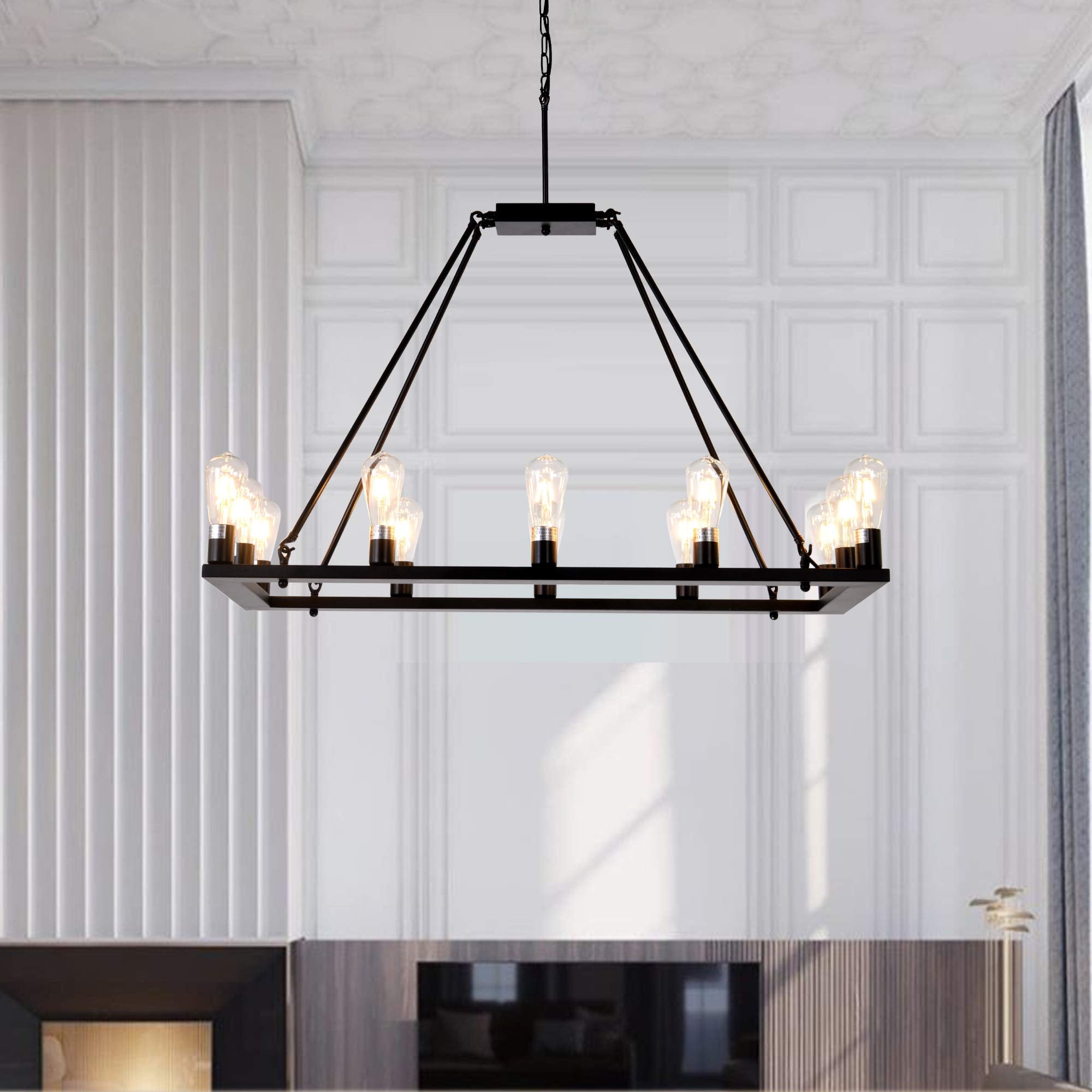 Rectangle Vintage Chandelier Kitchen Island Rustic Pendant Farmhouse Antique