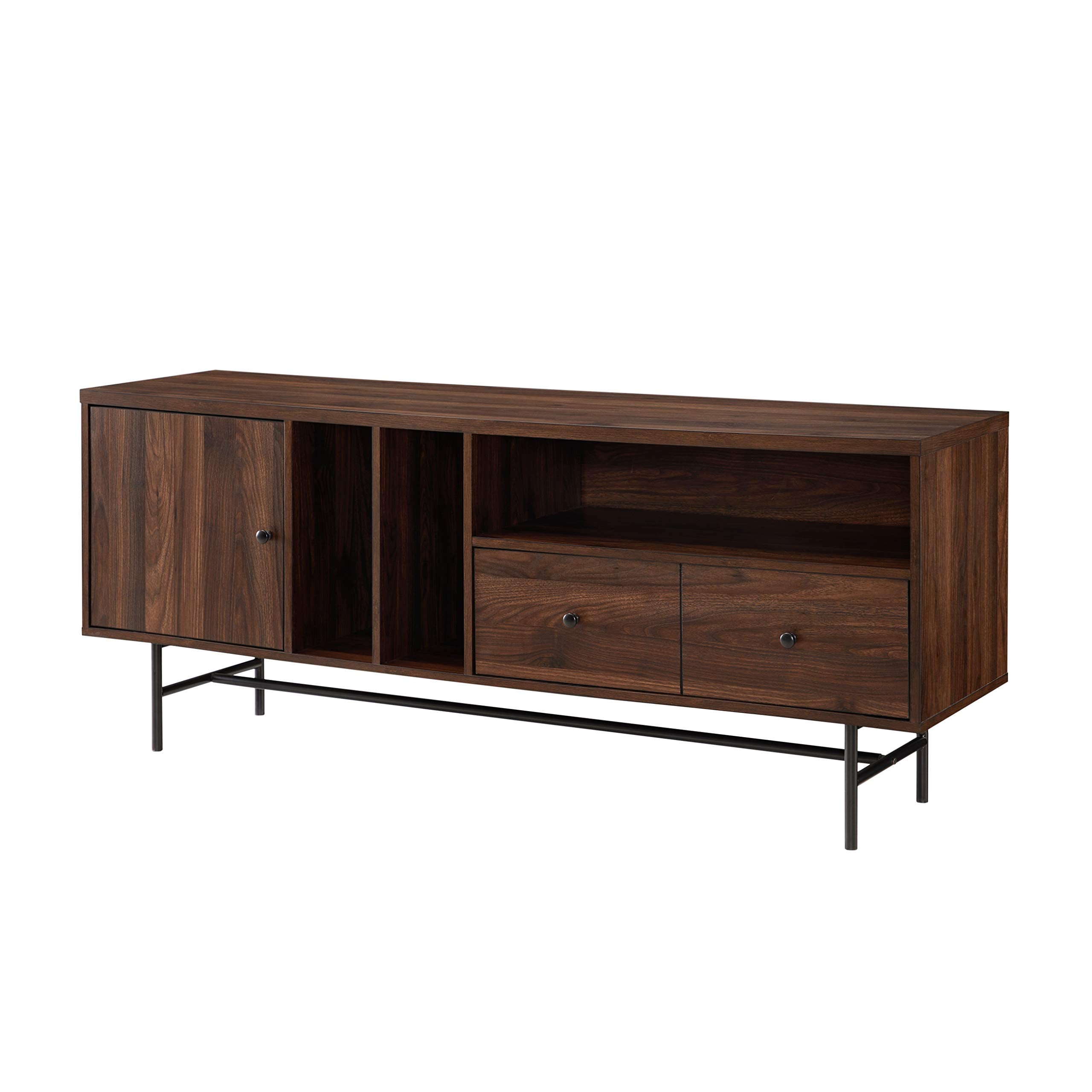 Modern Wood TV Stand with Record Storage for TV's up to 65