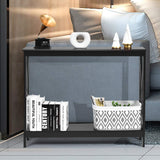 Console Table with Storage Shelf, Narrow Accent Table X Form Frame, 2-Tier Sofa Side Table