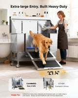 61" Professional Dog Washing Station - Stainless Steel with Ramp & Wheels