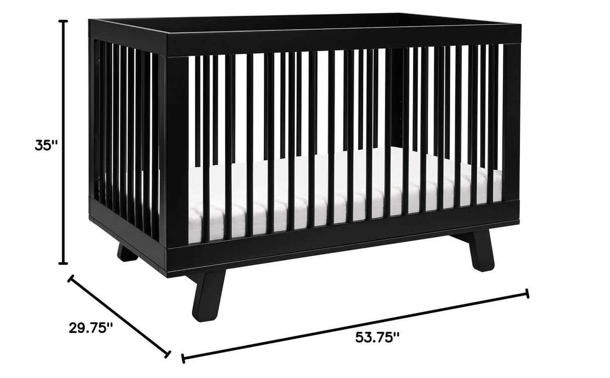 Hudson 3-in-1 Convertible Crib with Toddler Bed Conversion Kit in Black, Greenguard Gold