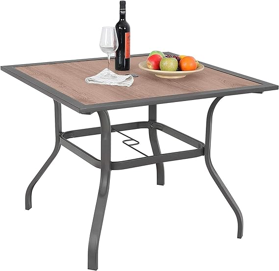 64" Large Outdoor Dining Table, Rectangular Metal Patio Table for 6