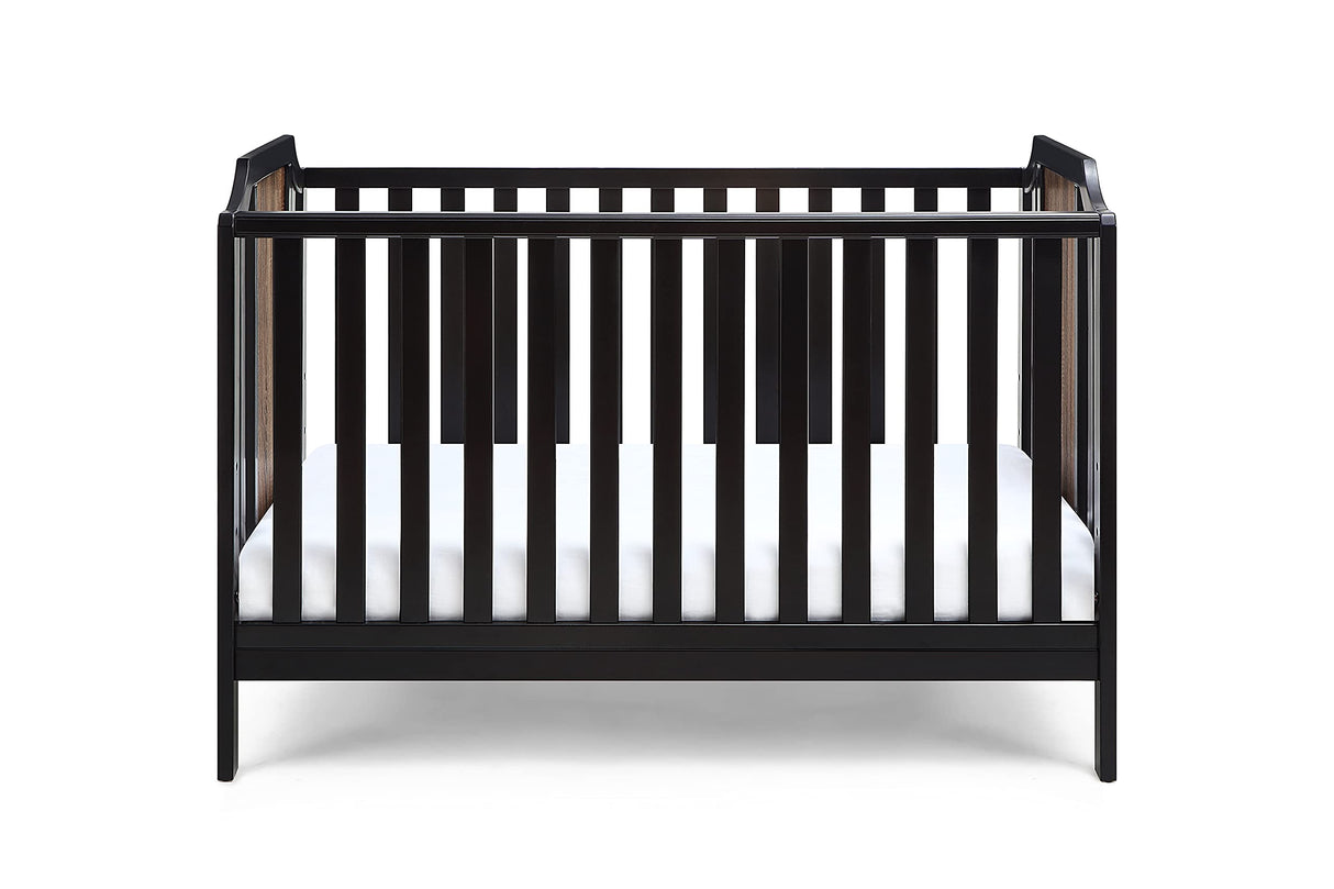 Brees Convertible Island Crib in Black & Vintage Walnut