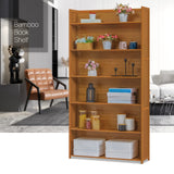 MoNiBloom 6 Tier Open Shelf, Bamboo Large Multifunctional Bookcase Storage Cabinet Display Shelves Organizer for Living Room Bedroom Study Room, Brown