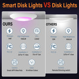 Smart LED Disk Lights 5/6 Inch - RGBWW Color Changing Dimmable Recessed Ceiling Lights (6-Pack)