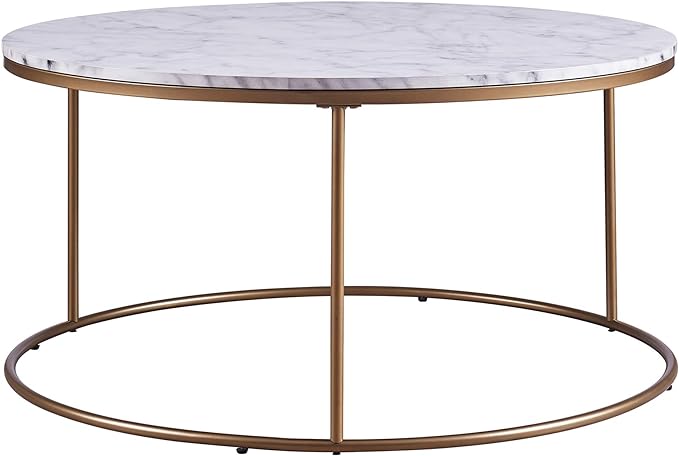 Versanora Marmo Round Circle Shape Coffee Side End Table with Faux Marble Top