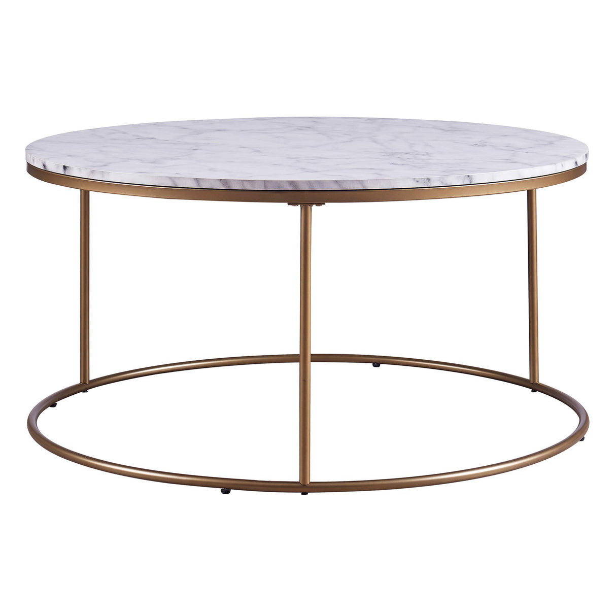 Versanora Marmo Round Circle Shape Coffee Side End Table with Faux Marble Top