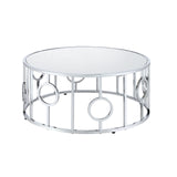 Keenan Luxury Glam Round Glass Top 2-Piece Coffee and End Table Set