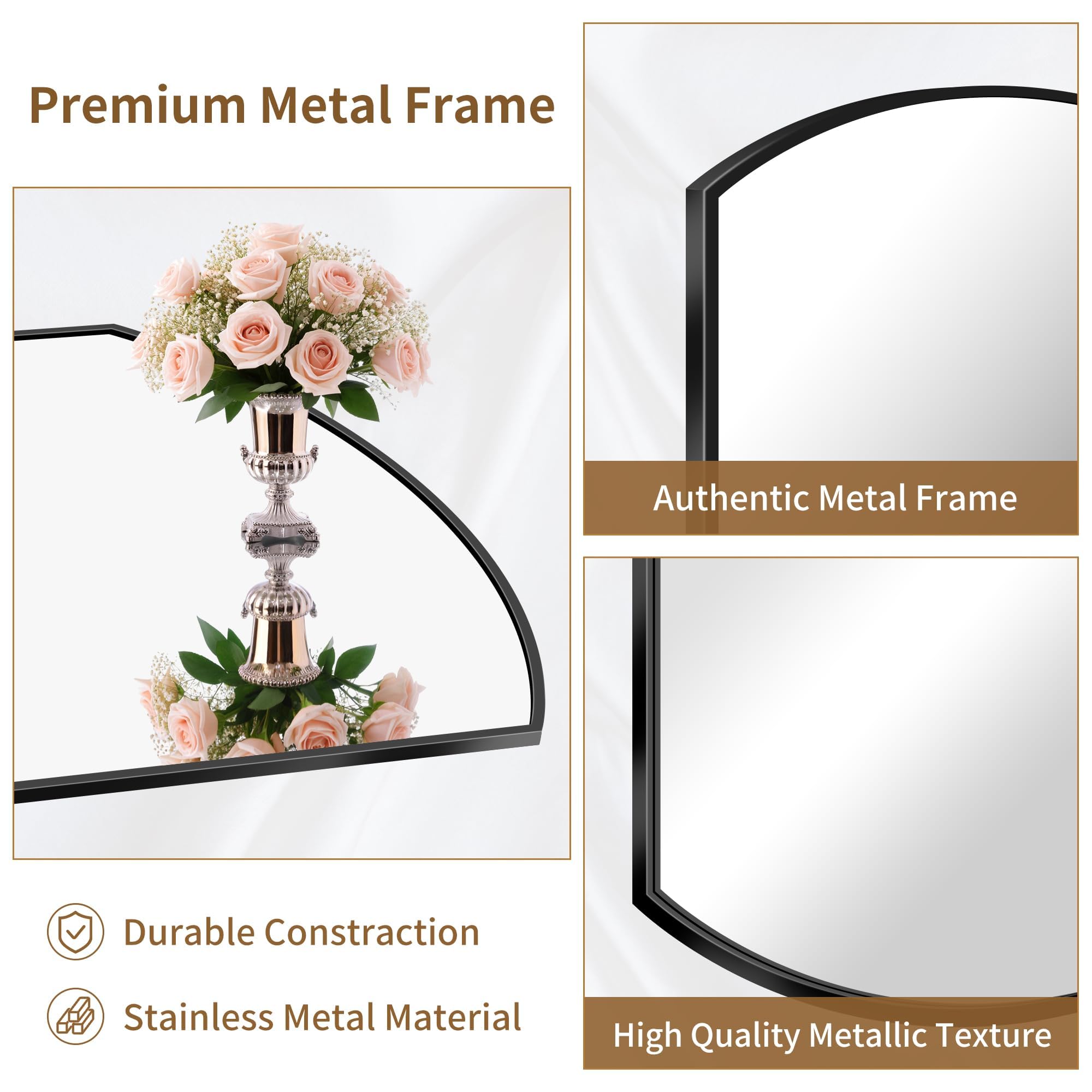 Black Oval Bathroom Mirror 20x40 Inch Wall Mounted