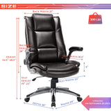 Office Chair High Back Leather Desk Chair, Flip-up Arms Adjustable Swivel Executive