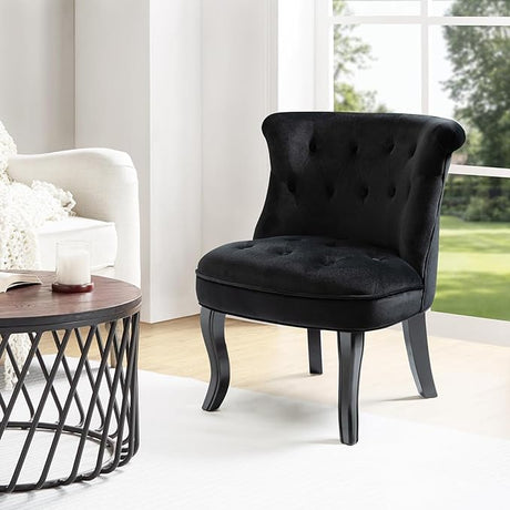 Modern Velvet Armless Accent Chairs,Upholstered Fabric Button Single Sofa Chair