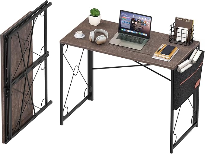 39 Inch Folding Desk Simple Assembly Desk, Writing Computer Desk for Home Office