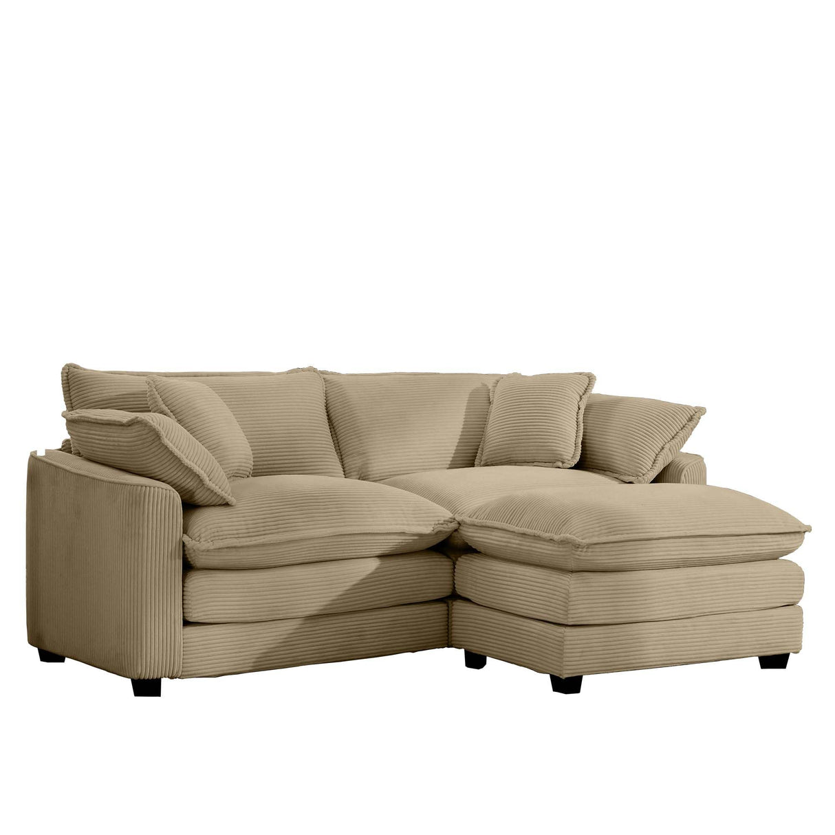 Classic and Modern L-Shaped 2-Seater Sofa with Footrest