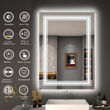 GOLOMO 24x36 LED Bathroom Mirror with Lights, LED Dimmable Vanity Mirror for Wall, Backlit and Front Lighted Mirror, Anti-Fog, Shatterproof (Horizontal/Vertical)