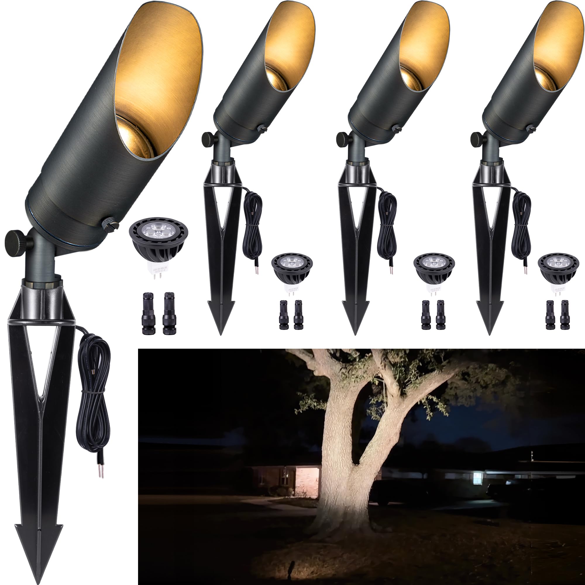 Brass Landscape Lighting - Low Voltage Outdoor Spotlights