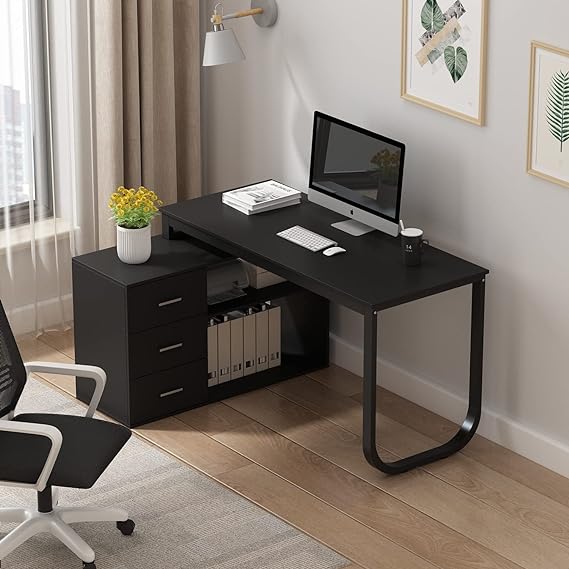 Home Office Computer Desk Corner Desk with 3 Drawers