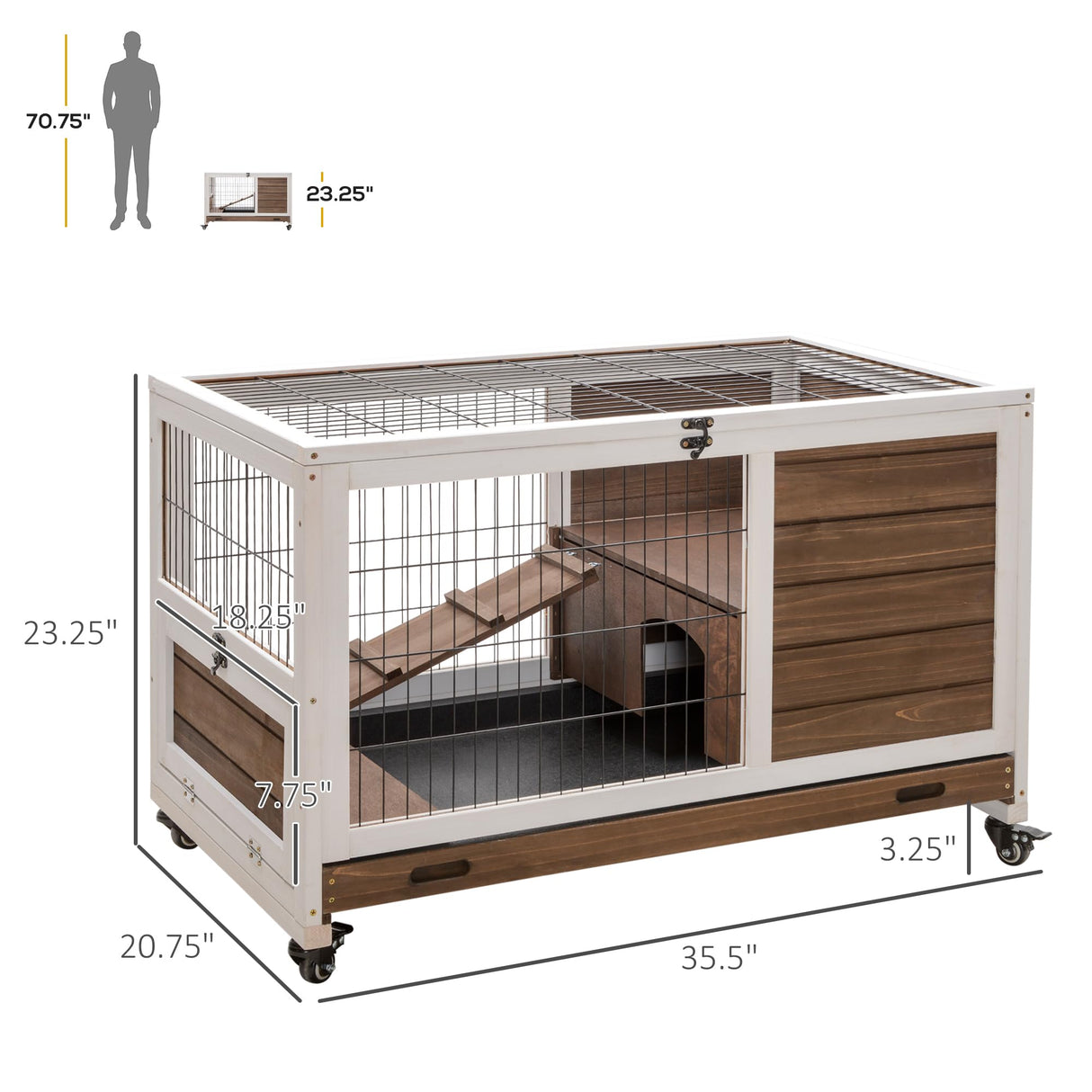 Wooden Rabbit Hutch Indoor Outdoor, Elevated Bunny Cage