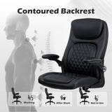 Executive Office Chair PU Leather with Adjustable Flip-up Armrests, High Back Ergonomic