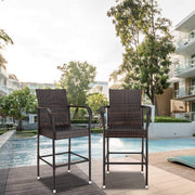 Wicker Bar Stools Outdoor Set of 2, Outdoor Bar Height Chairs