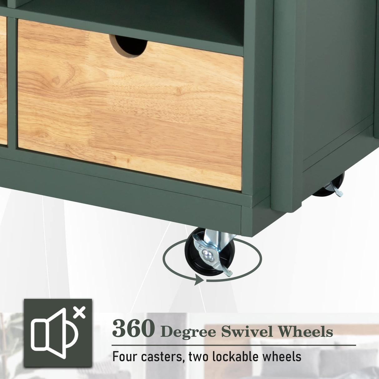 Kitchen Island Cart on Wheels - Butcher Block Island Table for Food Prep