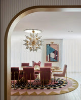 Geometric Area Rug 10' x 14' - Handmade Wool Pink & Red