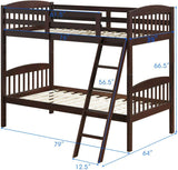 Twin Bunk Beds, Convertible Into Two Individual Solid Rubberwood Beds, Children Twin