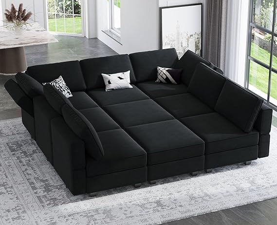 Sectional Couch with Storage Ottoman, Corduroy Modular Sectional Sofa