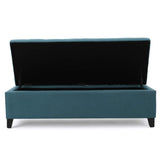 Mission Fabric Storage Ottoman, Dark Teal Dimensions: 19.25”D x 50.75”W x 16.25”H