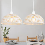 Rattan Pendant Light Fixtures 2 Packs, Boho Woven Basket Pendant Light, Handmade