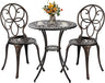 Outdoor Bistro Table and Chairs Set of 2 with Umbrella Hole, Cast Aluminum Bistro Set