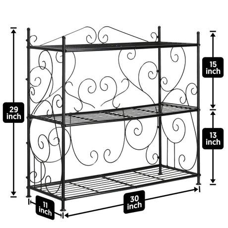 The Home Cult Plant Stand, 3 Tier Metal Plant Stand Outdoor Indoor, Heavy Duty Plant Shelf, Flower Planter Display Holder Rack for Living Room, Balcony, Garden, Black