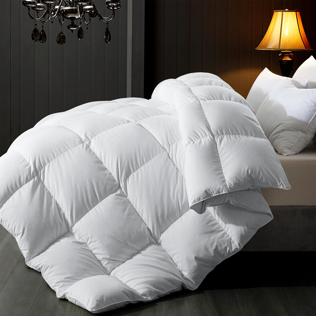 QUEEN® Feather Comforter California King Size, Filled with Feather and Down Fiber