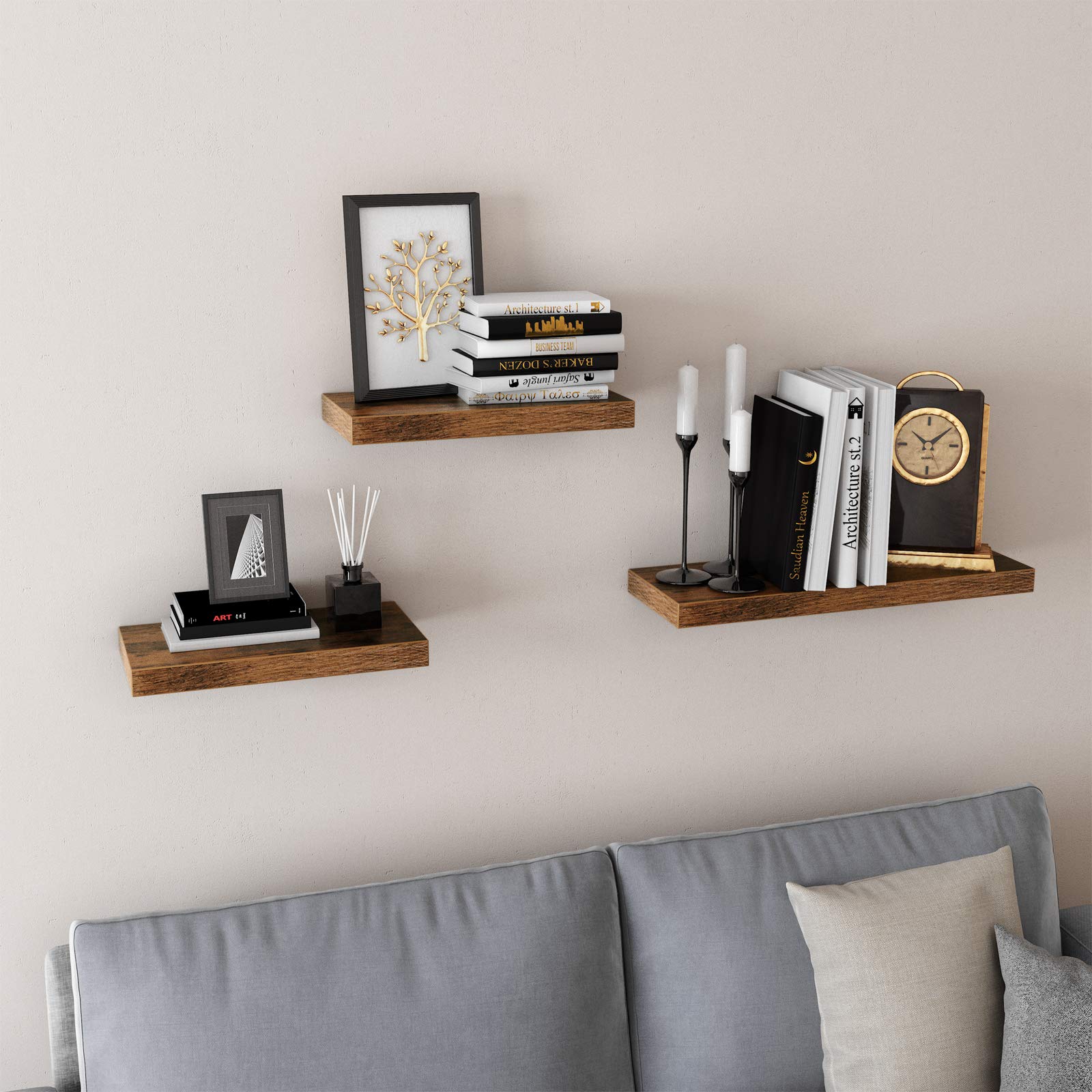 Wall Shelf Set of 2, Vintage Floating Shelf 23.6 Inch, Hanging Shelves Wall Mounted