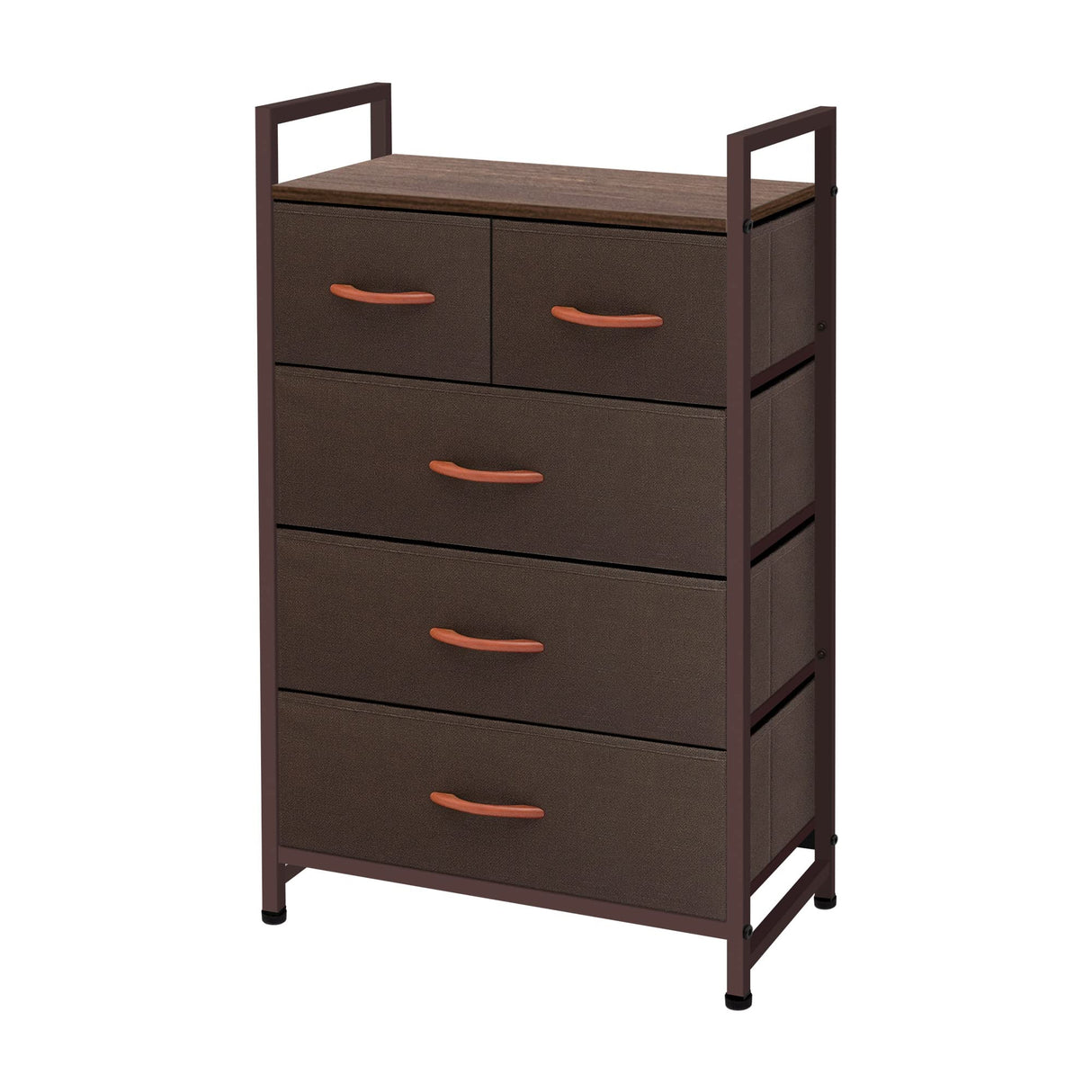 Life Concept Storage Dresser Furniture Unit - Large Standing Organizer Chest for Bedroom, Office, Living Room, and Closet - 5 Drawers Removable Fabric Bins - Coffee