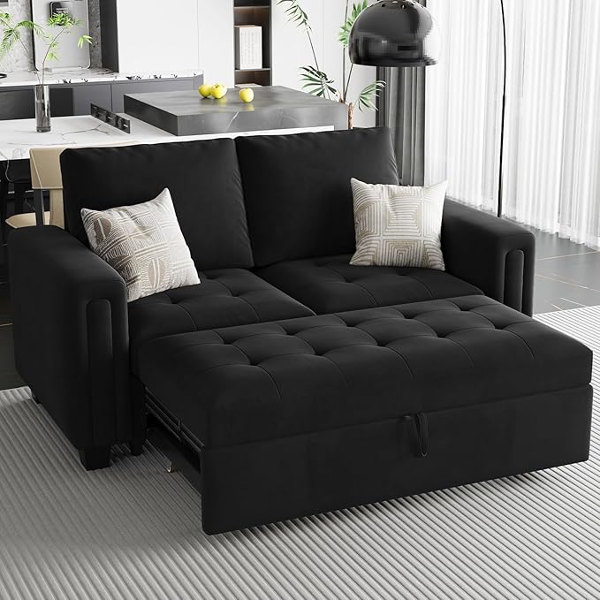 Modular Sectional Sleeper Sofa with Pull Out Bed Velvet Convertible U Shaped Sectional