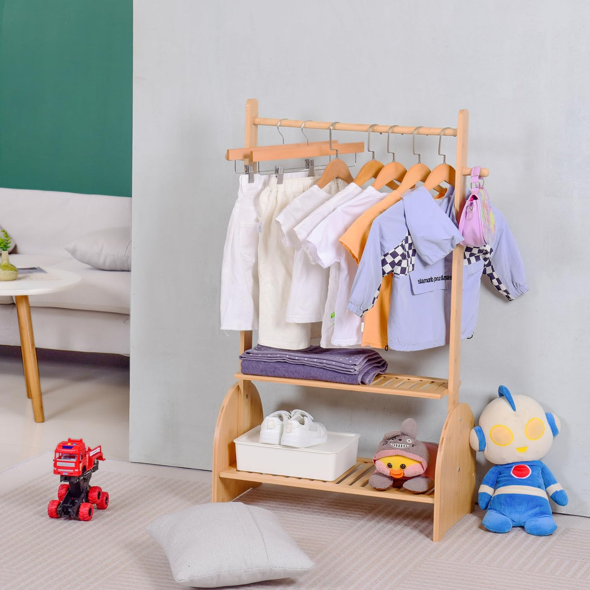 Kids Clothing Rack with Adjustable Rods, Children Clothes Garment Rack for Kids Baby Pet