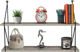 Floating Shelf with Metal Brackets — Wall Mounted Rustic Wood Wall Storage