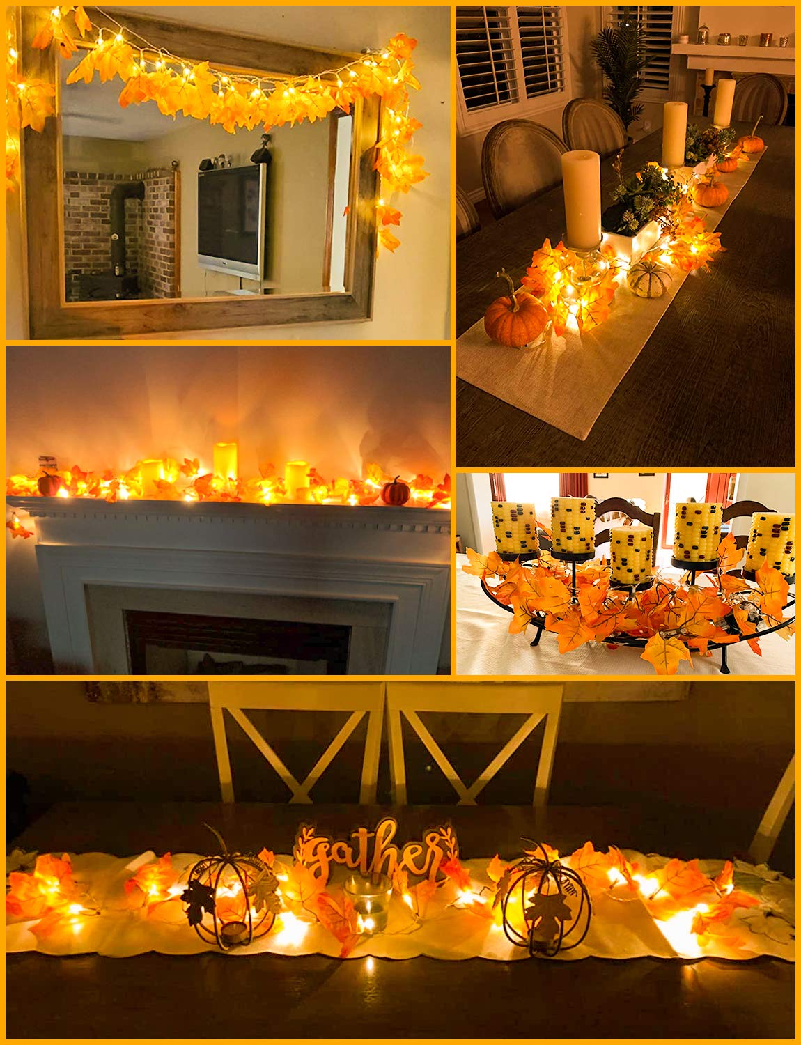 [8 Lighting Modes & Timer] Fall Decorations for Home Maple Leaf Garland with Lights 40