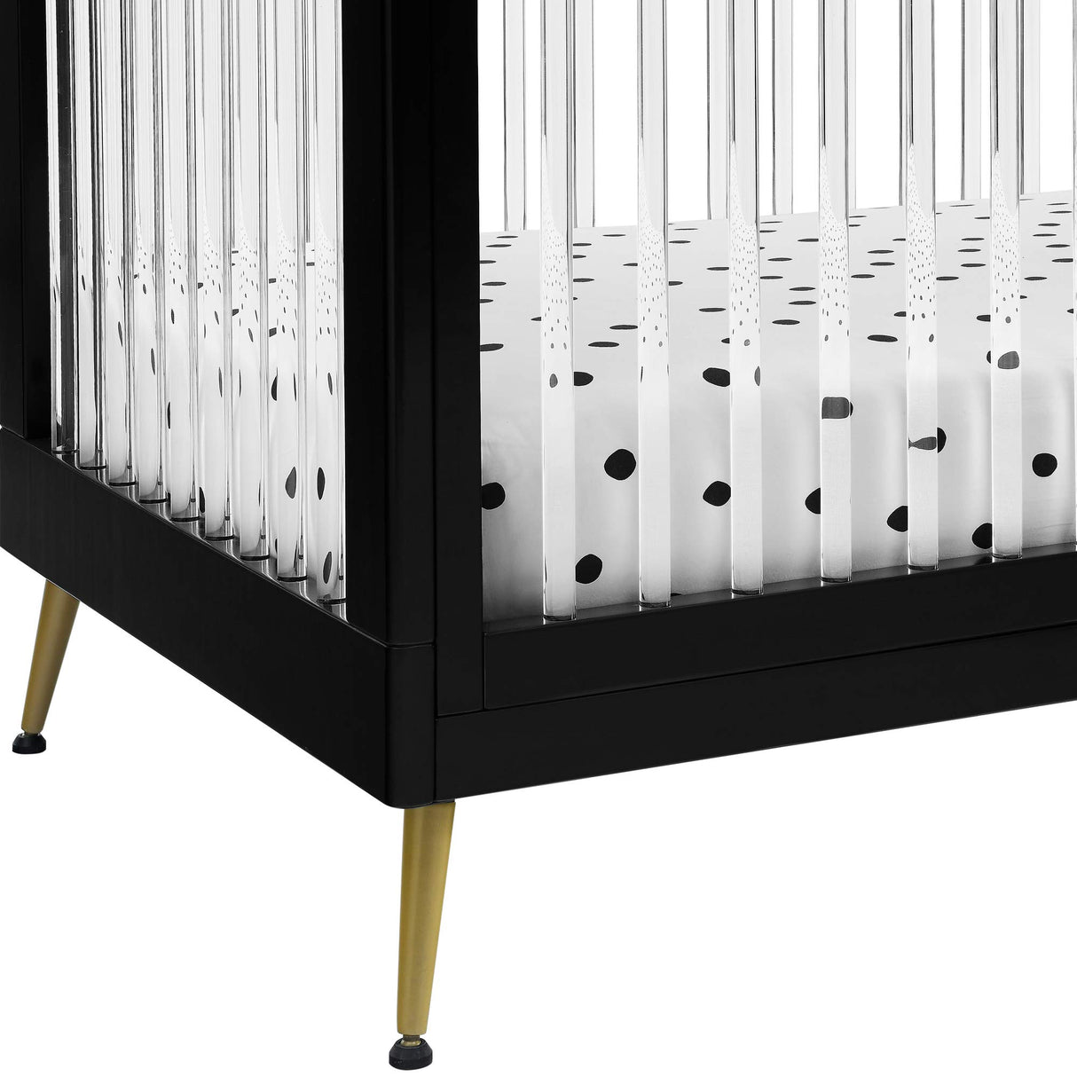 Sloane 4-in-1 Acrylic Convertible Crib - Includes Conversion Rails, Black w/Melted