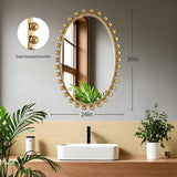 Antique Gold Oval Mirror with Beveled Glass - 24x36 Decorative Wall Mirror