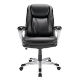 Realspace® Tresswell Bonded Leather High-Back Chair, Black/Silver