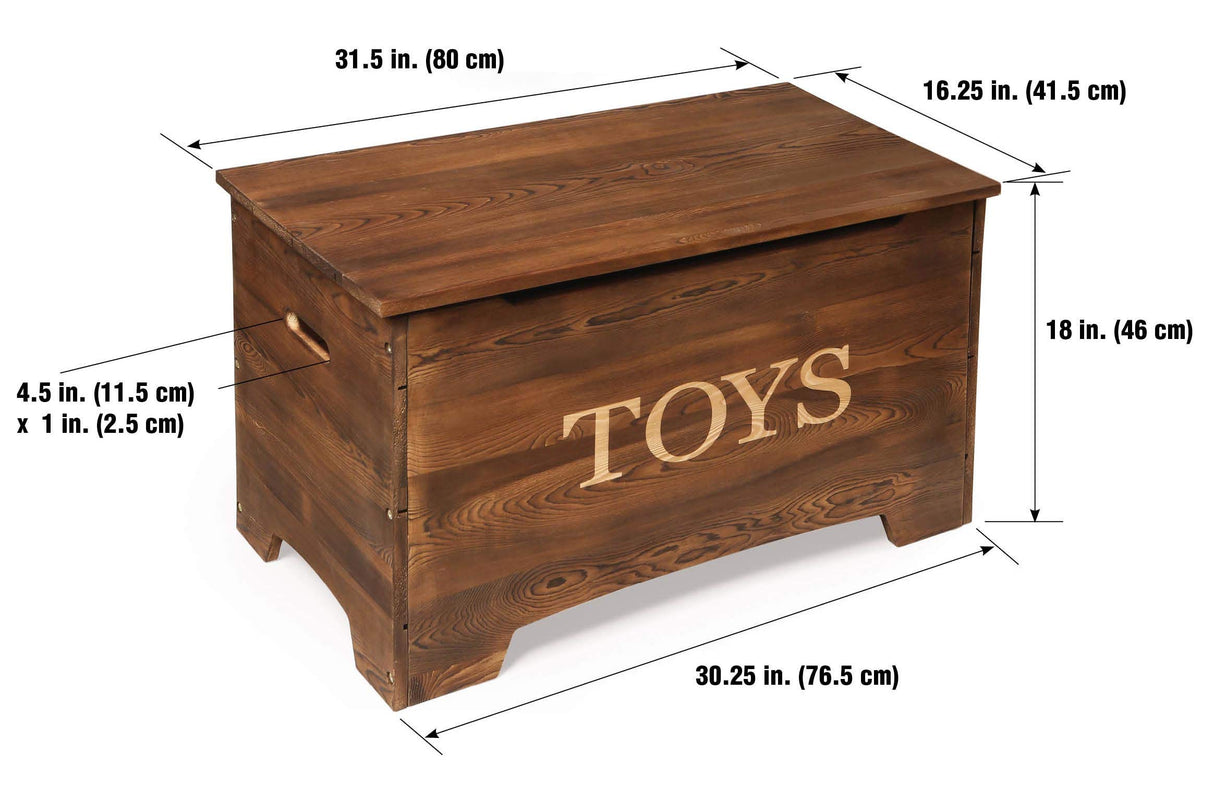 Solid Wood Toy Box in Caramel Brown – Safe, Customizable Storage for Kids' Toys