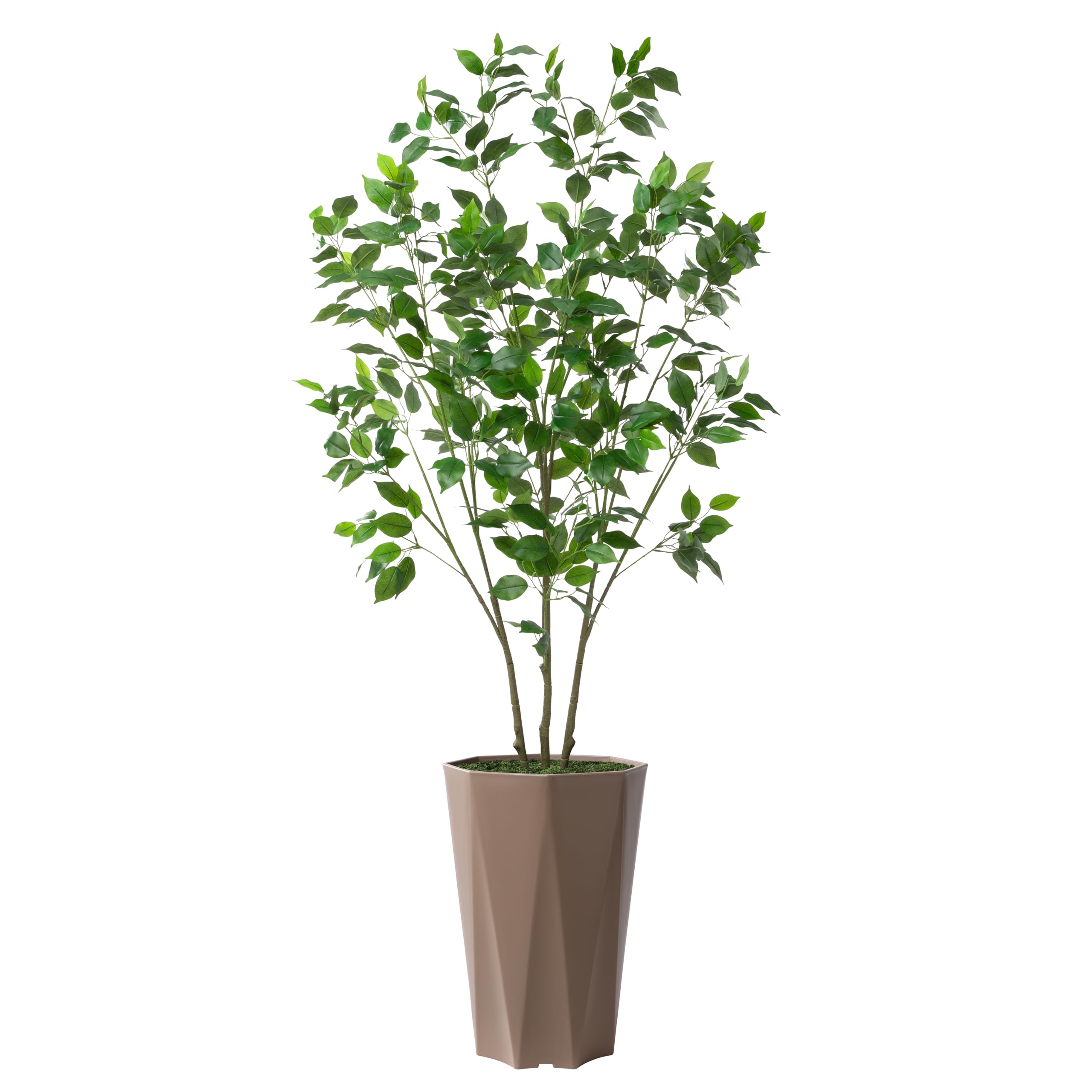 Artificial Ficus Plant Indoor 5FT Fake Tree with Mocha Diamond Planter Faux Ficus