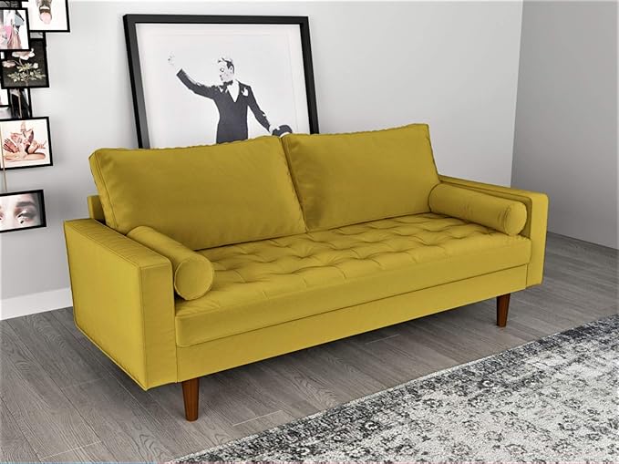 Womble Modern Velvet Upholstered Living Room Diamond Tufted Chesterfield Sofa