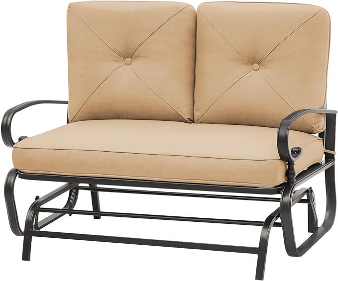 Outdoor Patio Glider Chair, Swing Glider Bench, Porch Furniture Loveseat Seating
